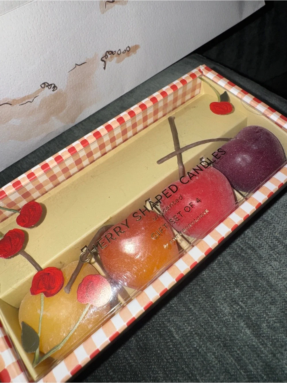 NEW Anthropologie Cherry Shaped Wax Decorative Candles, Set of 4 🍒